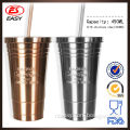 DS801 Made in china 16oz 304 stainless steel embossing tumbler with straw